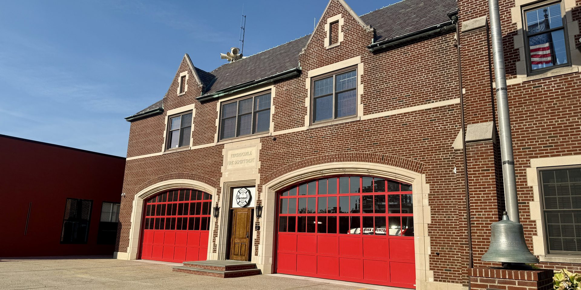 The Farmingdale Village Hall and Fire Station complex (also known as the Farmingdale Municipal Building) in the Incorporated Village of Farm